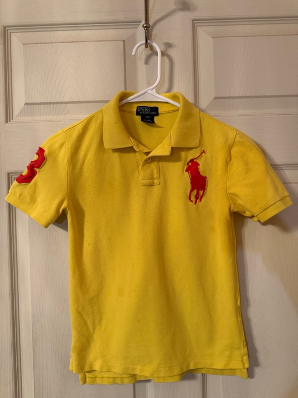 Polo by Ralph Lauren Yellow Short-Sleeve Kids Polo Shirt with Large Logo Boys 8